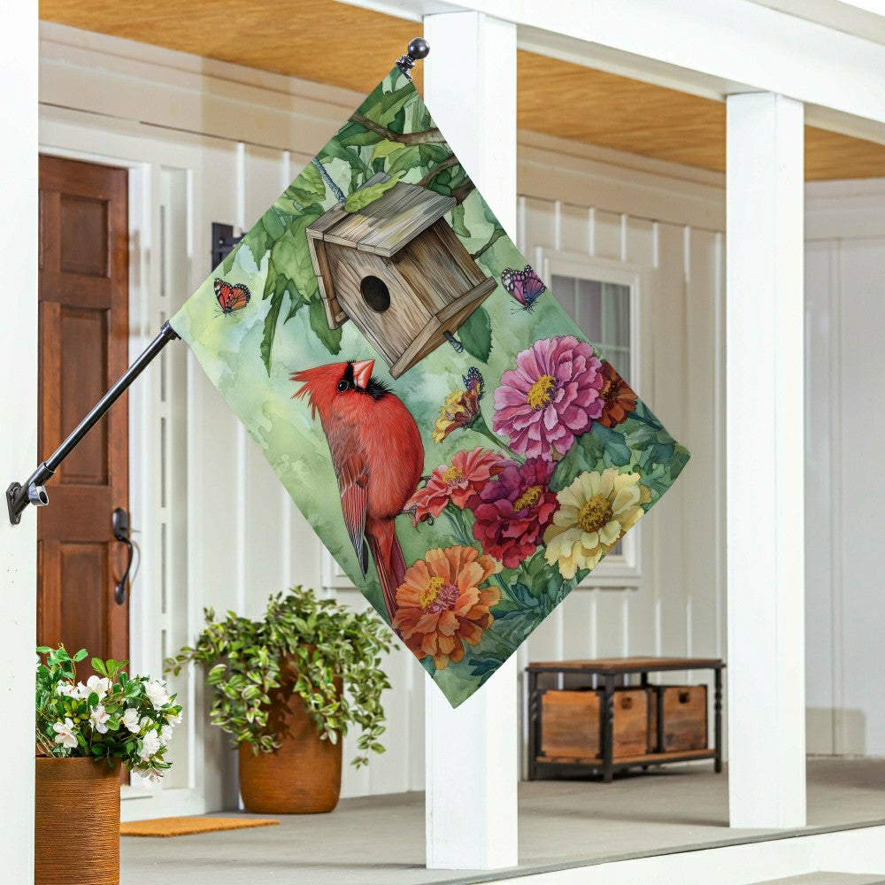 Plow & Hearth Spring Cardinal Time Suede House Flag