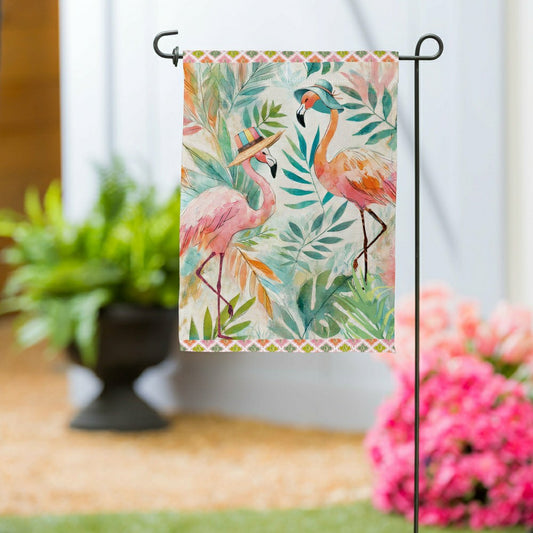 Plow & Hearth Palm Beach Flamingos Suede Garden Flag