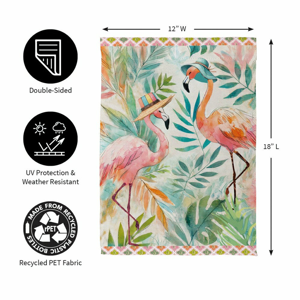 Plow & Hearth Palm Beach Flamingos Suede Garden Flag