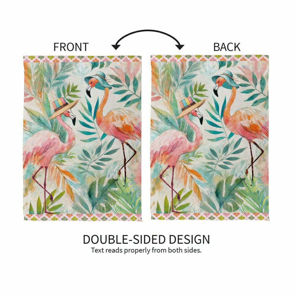 Plow & Hearth Palm Beach Flamingos Suede Garden Flag