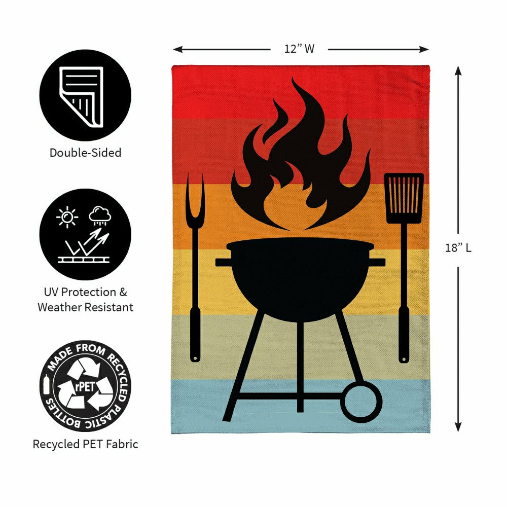 Plow & Hearth Gradient Grill Burlap Garden Flag