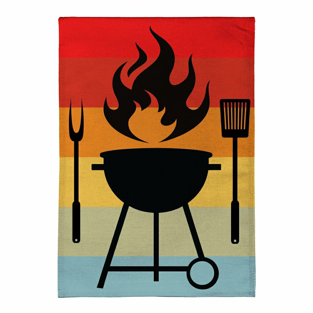 Plow & Hearth Gradient Grill Burlap Garden Flag
