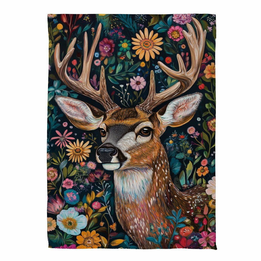 Plow & Hearth Forever Blooming Deer Suede Garden Flag