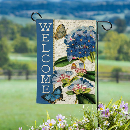 Plow & Hearth Floral Horse Welcome Moire House Flag