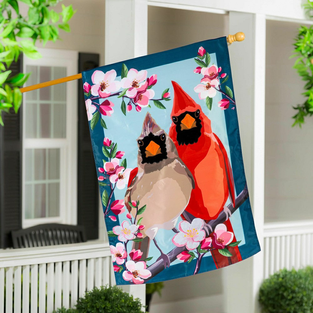 Plow & Hearth Cardinal Couple Applique House Flag