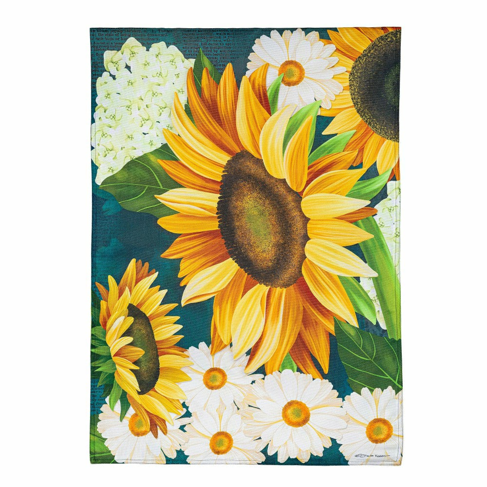 Plow & Hearth Sunflower Bloom Burlap House Flag