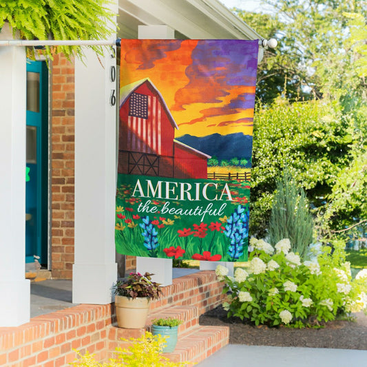 Plow & Hearth America The Beautiful Burlap House Flag