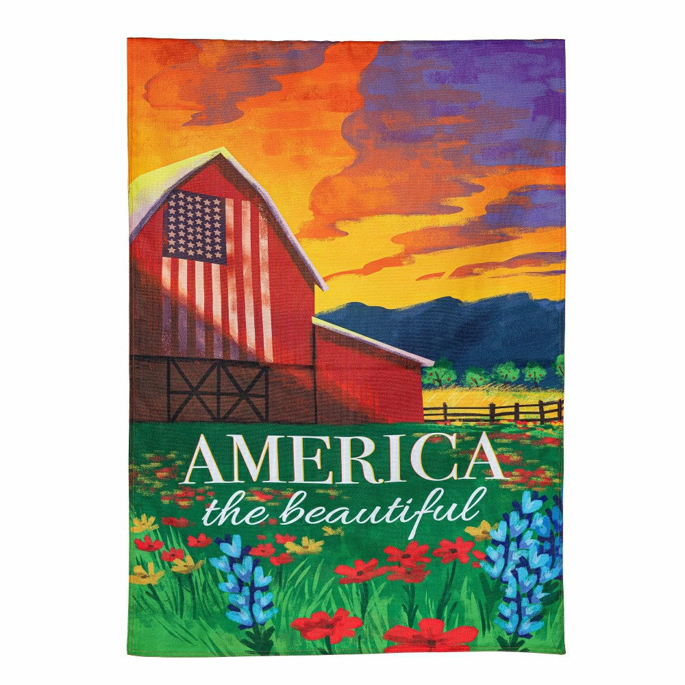 Plow & Hearth America The Beautiful Burlap House Flag
