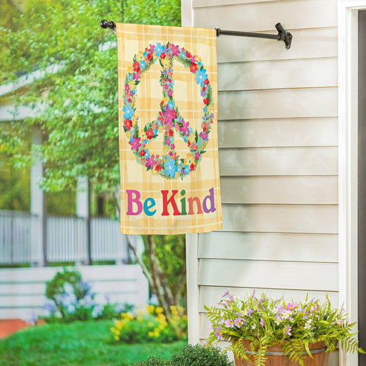 Plow & Hearth Floral Be Kind Suede House Flag