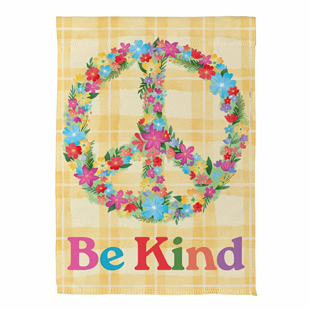 Plow & Hearth Floral Be Kind Suede House Flag