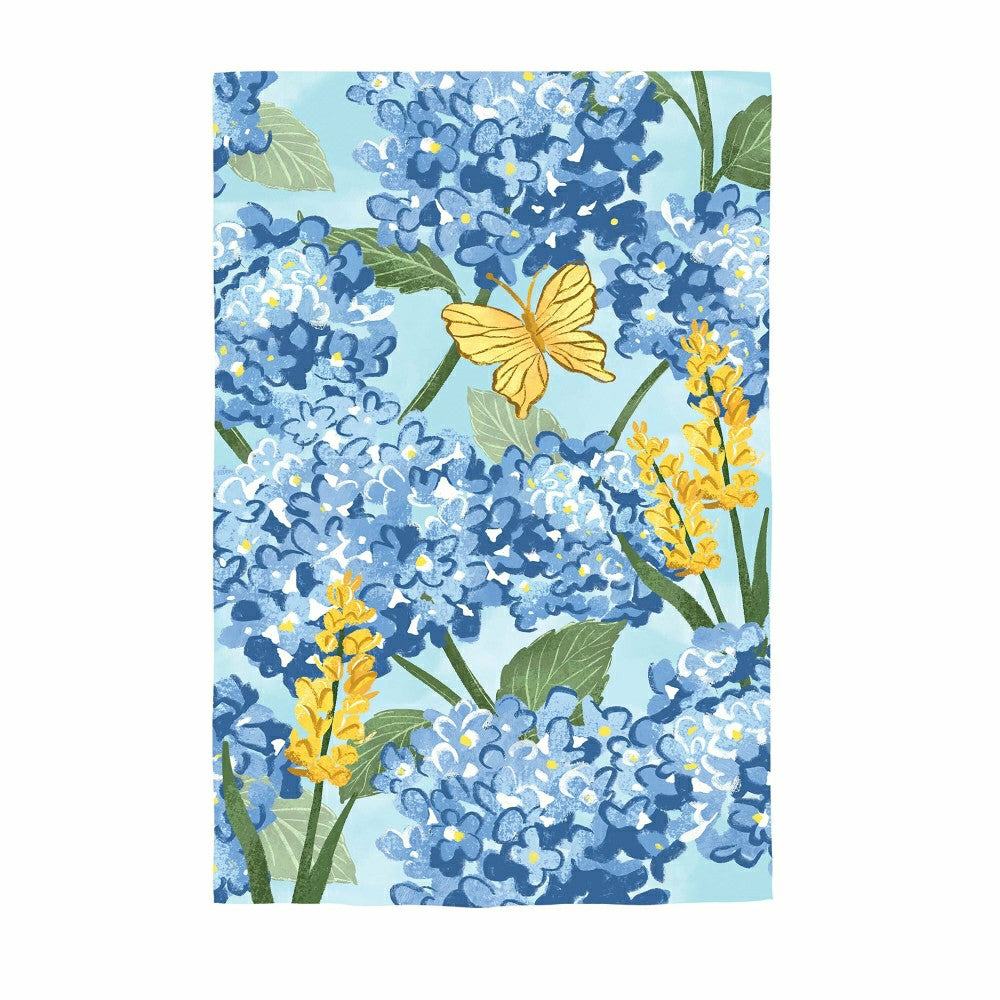 Plow & Hearth Coastal Citrus Hydrangeas and Butterflies Suede House Flag