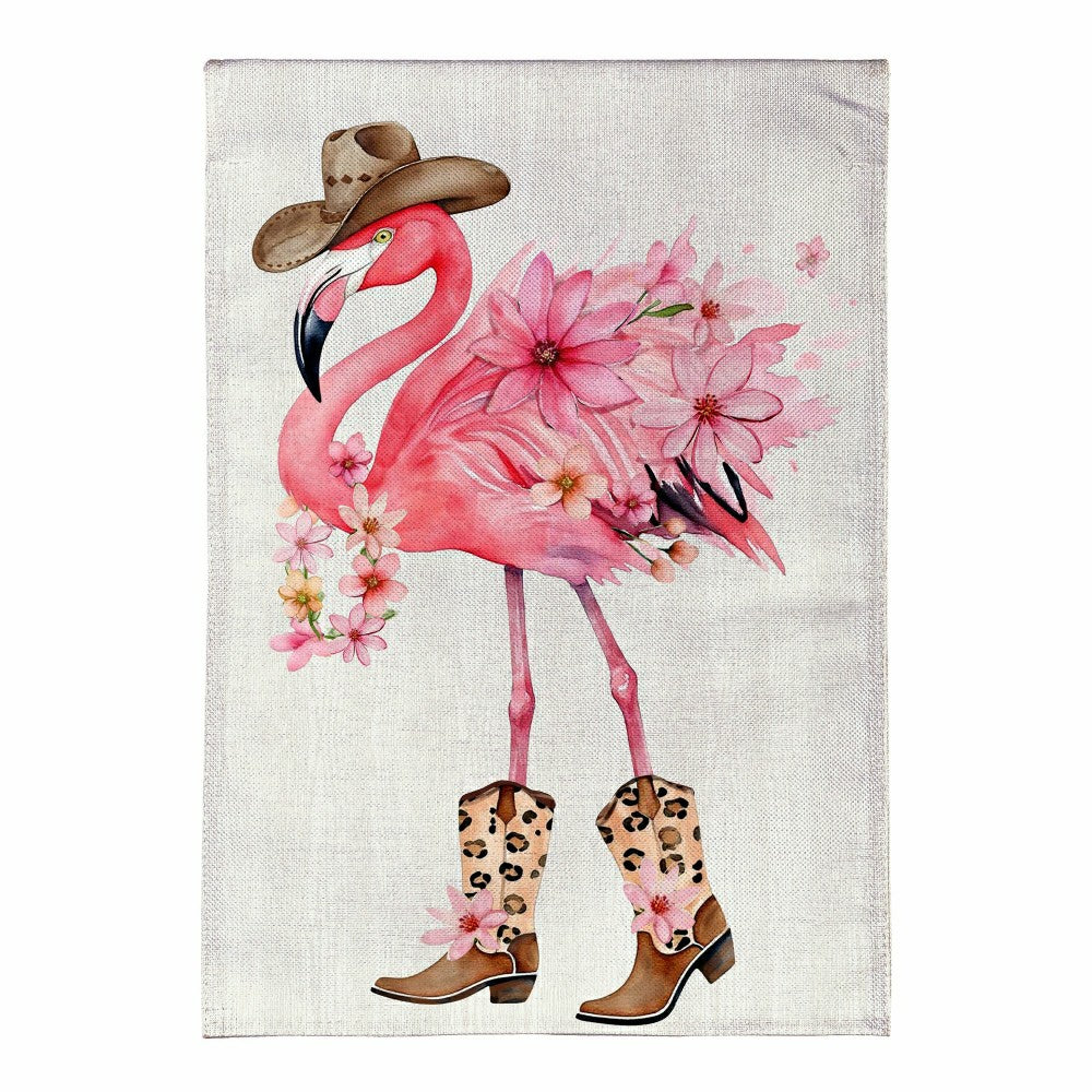 Plow & Hearth Western Flamingo Burlap House Flag