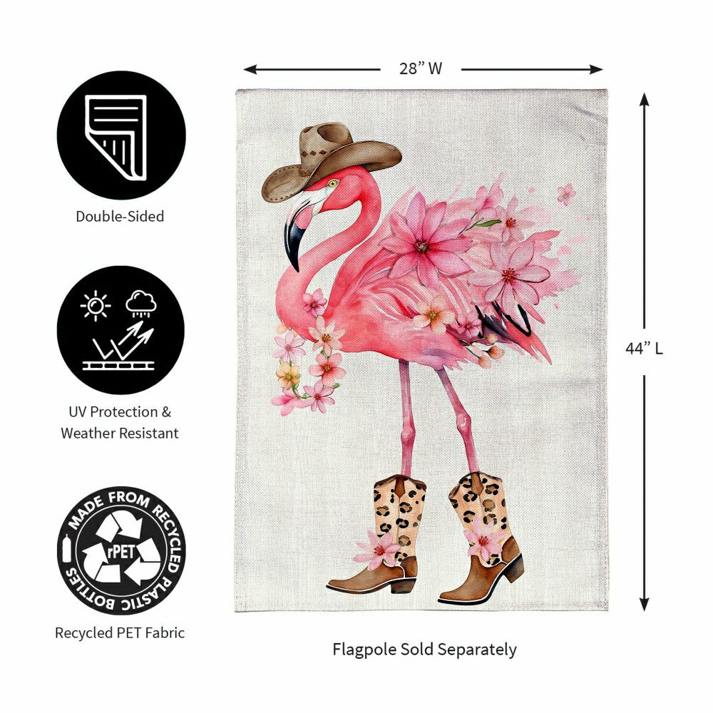 Plow & Hearth Western Flamingo Burlap House Flag