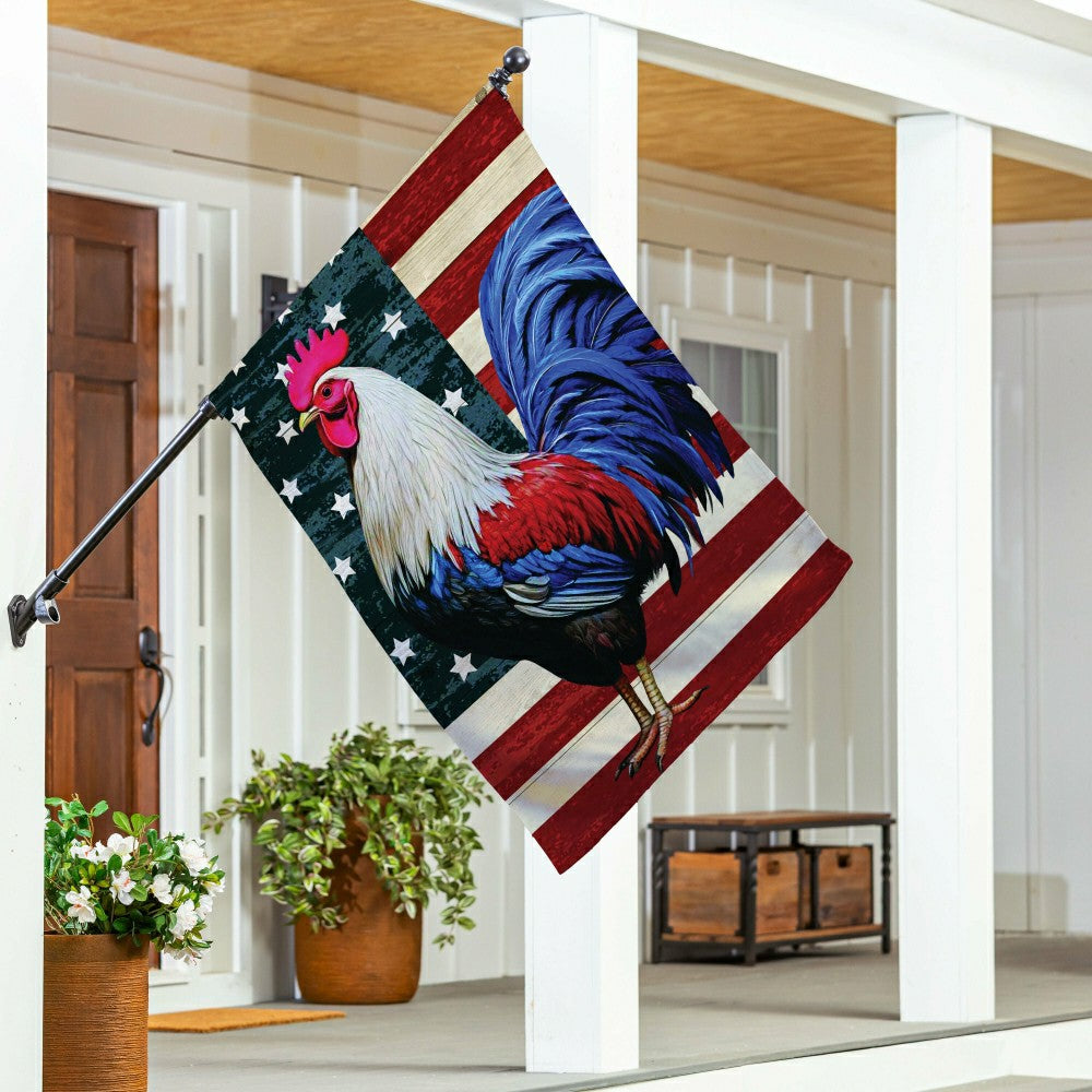 Plow & Hearth All American Rooster Suede House Flag