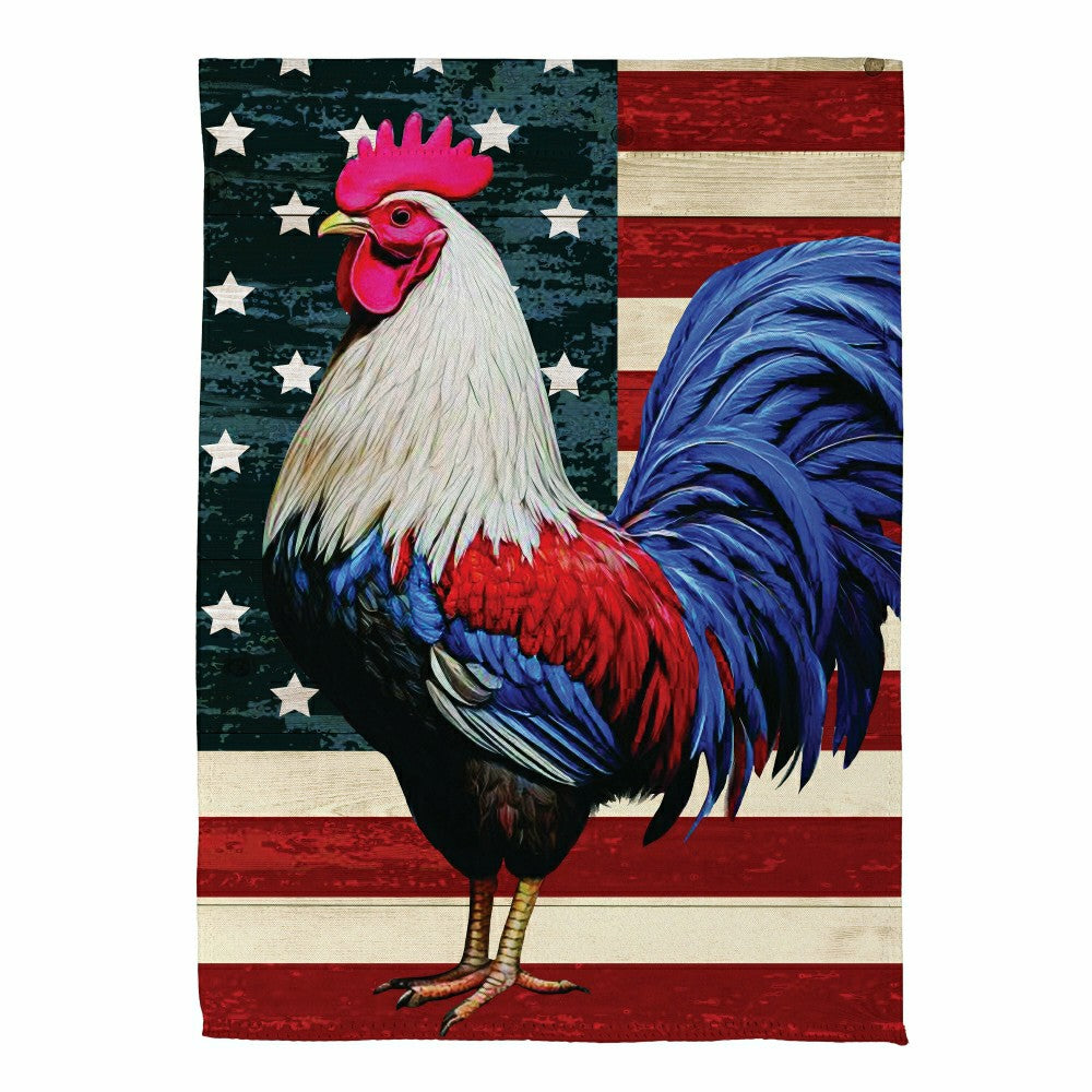 Plow & Hearth All American Rooster Suede House Flag