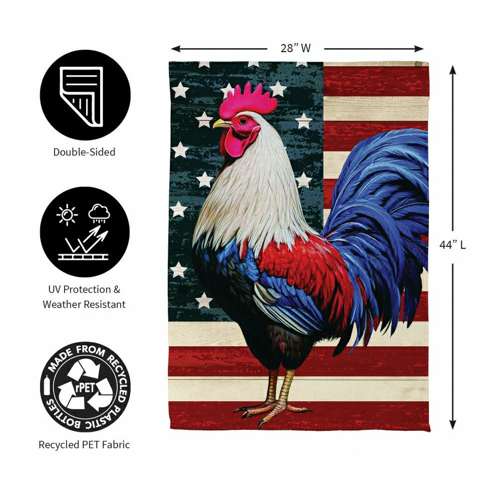 Plow & Hearth All American Rooster Suede House Flag