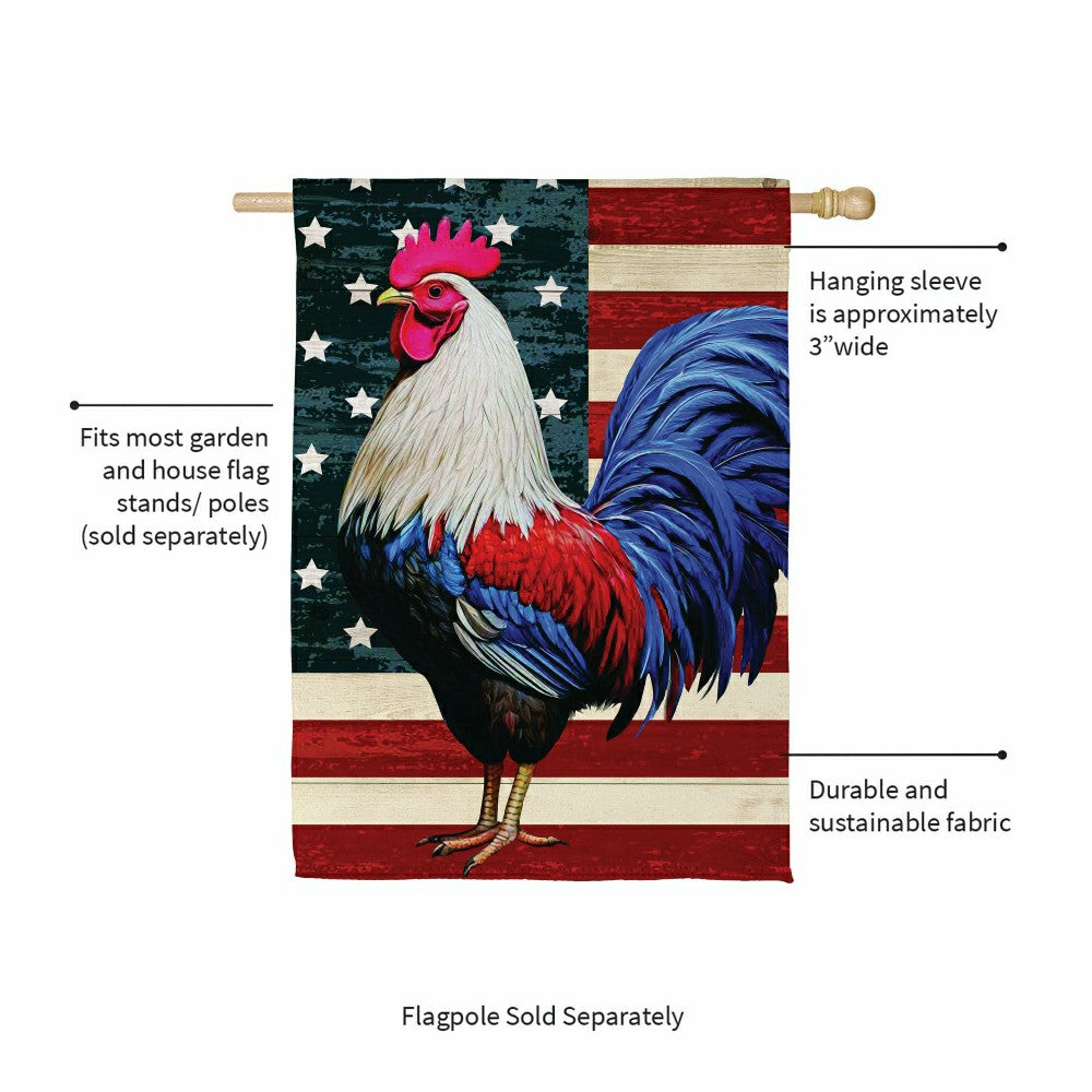 Plow & Hearth All American Rooster Suede House Flag