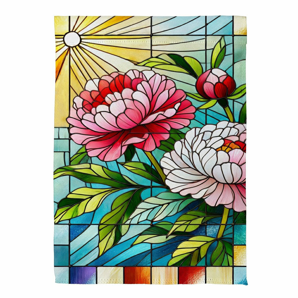 Plow & Hearth Floral Stained Glass Suede House Flag