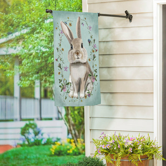 Plow & Hearth Vintage Floral Hare Suede House Flag
