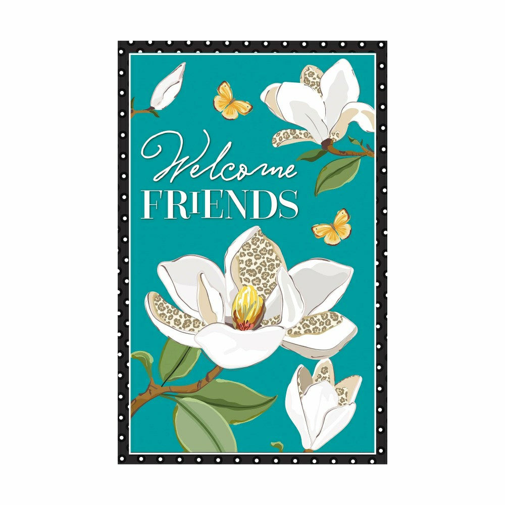 Plow & Hearth Leopard Magnolia Welcome Applique House Flag