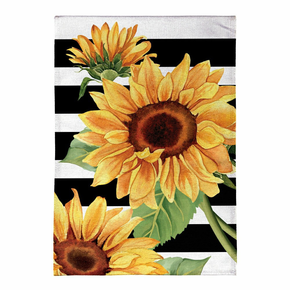 Plow & Hearth Striped Sunflowers Burlap House Flag