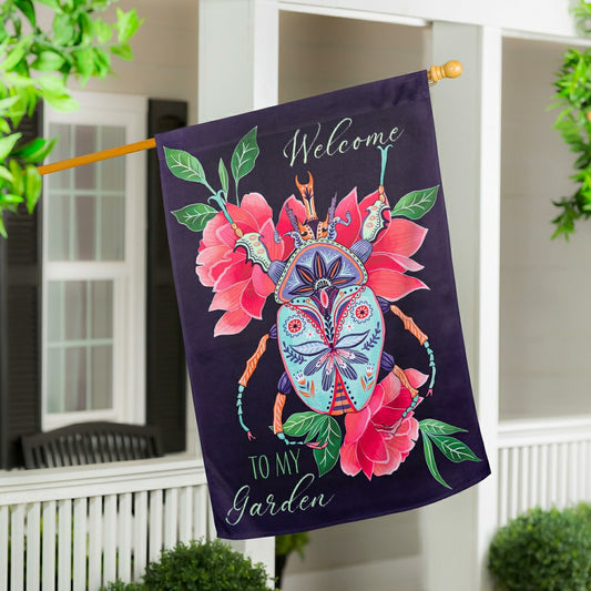 Plow & Hearth Intricate Beetle Suede House Flag