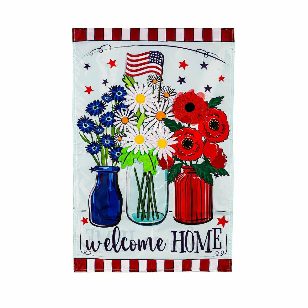 Plow & Hearth Patriotic Floral Applique House Flag
