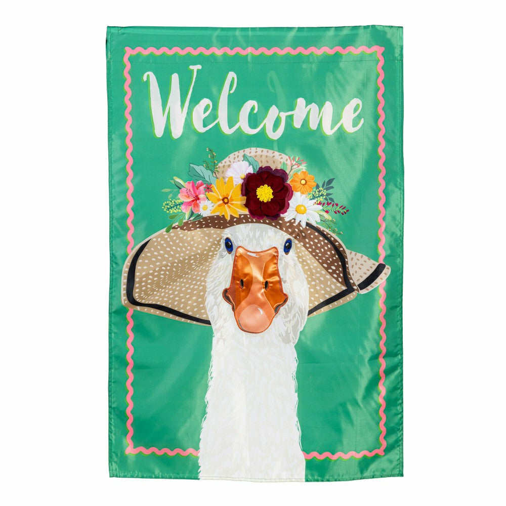 Plow & Hearth Flowery Goose Applique House Flag