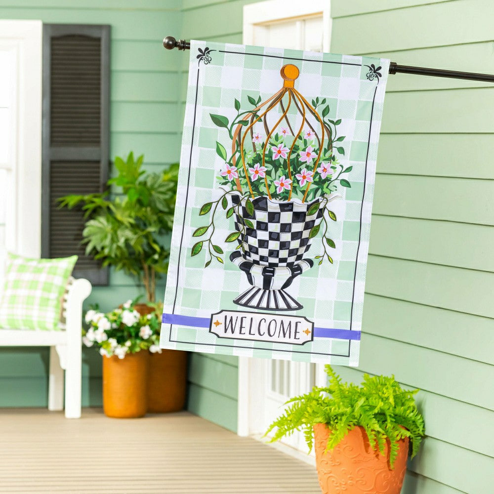 Plow & Hearth Spring Topiary Applique House Flag