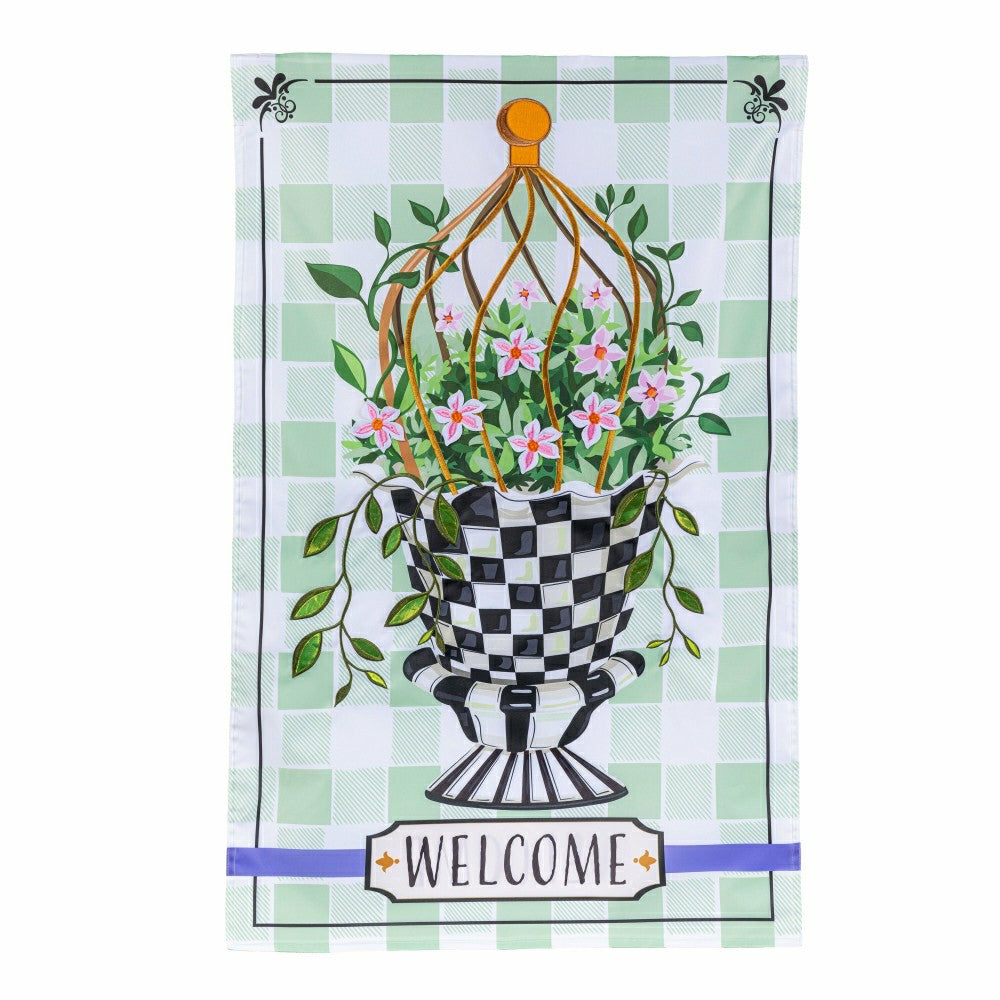 Plow & Hearth Spring Topiary Applique House Flag