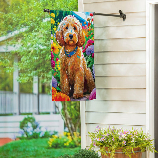 Plow & Hearth Painted Doodle Suede House Flag