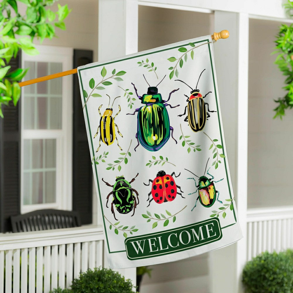 Plow & Hearth Garden Beetles Applique House Flag