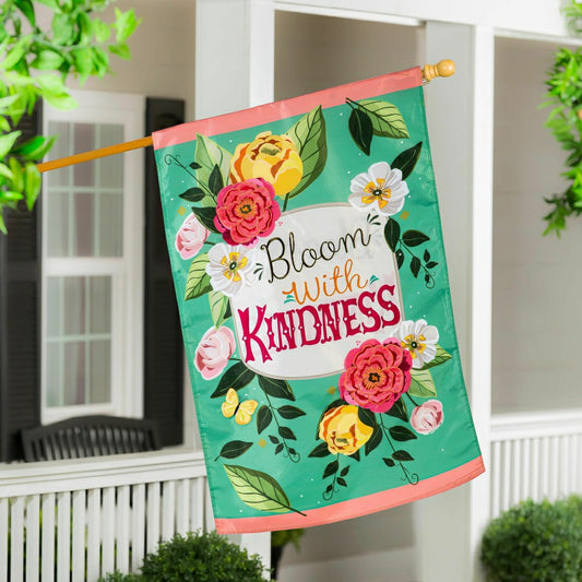 Plow & Hearth Bloom with Kindness Applique House Flag
