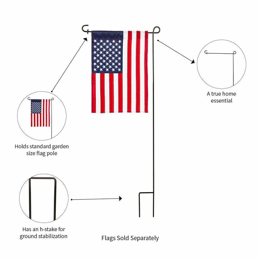 Plow & Hearth Black Garden Flag Stand