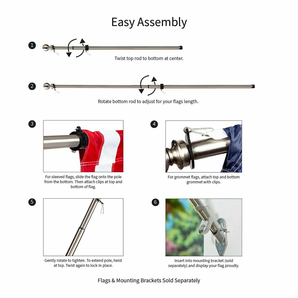 Plow & Hearth Extendable Metal House Flag Pole