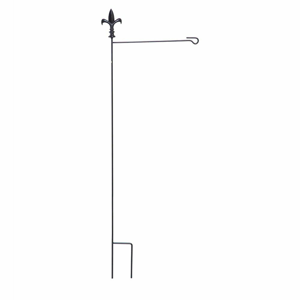 Plow & Hearth Metal Garden Flag Stand with Fleur de Lis Finial