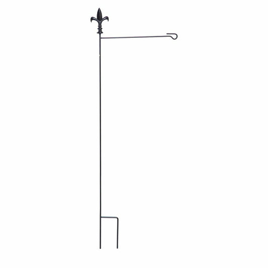 Plow & Hearth Metal Garden Flag Stand with Fleur de Lis Finial