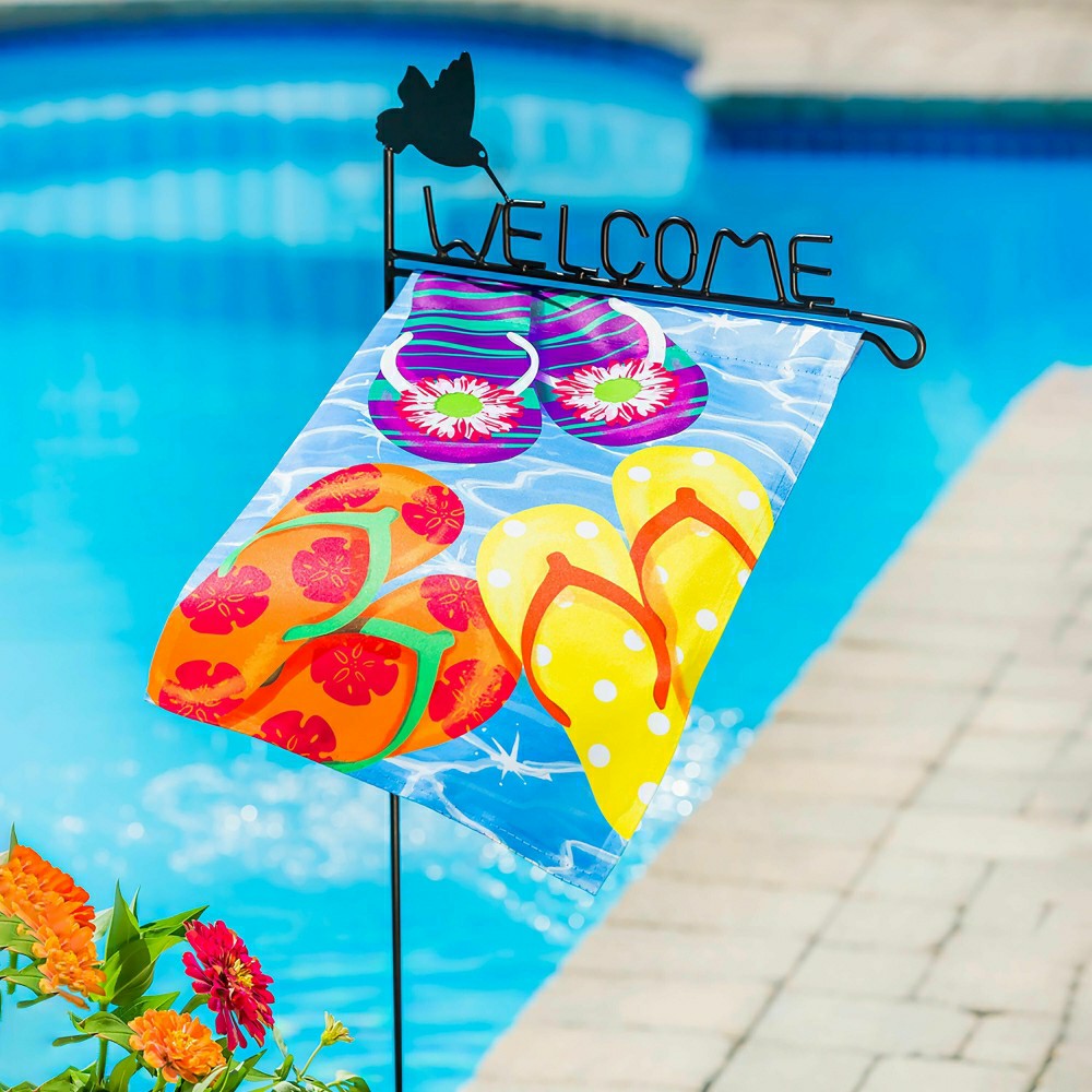 Plow & Hearth Hummingbird Welcome Garden Flag Stand
