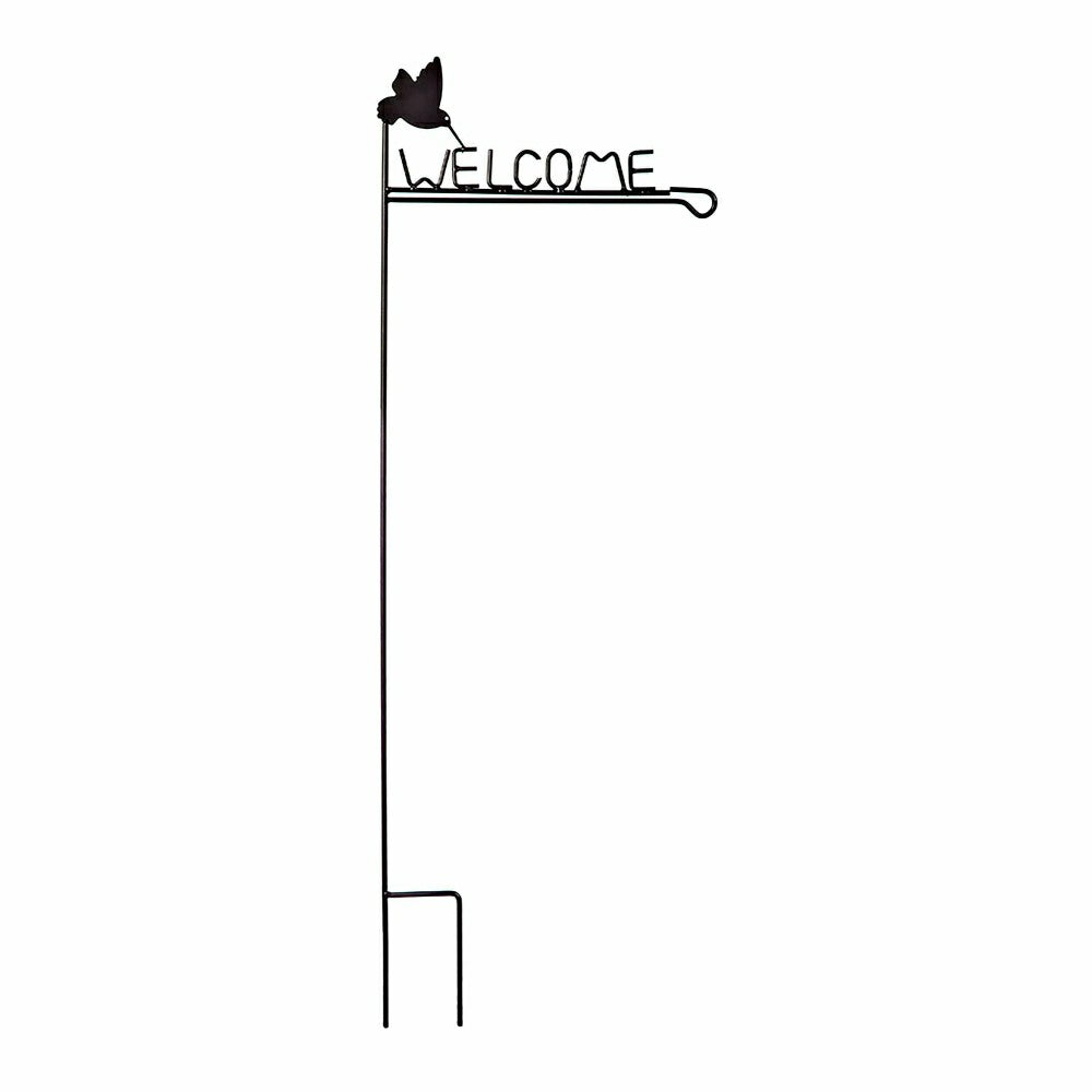 Plow & Hearth Hummingbird Welcome Garden Flag Stand