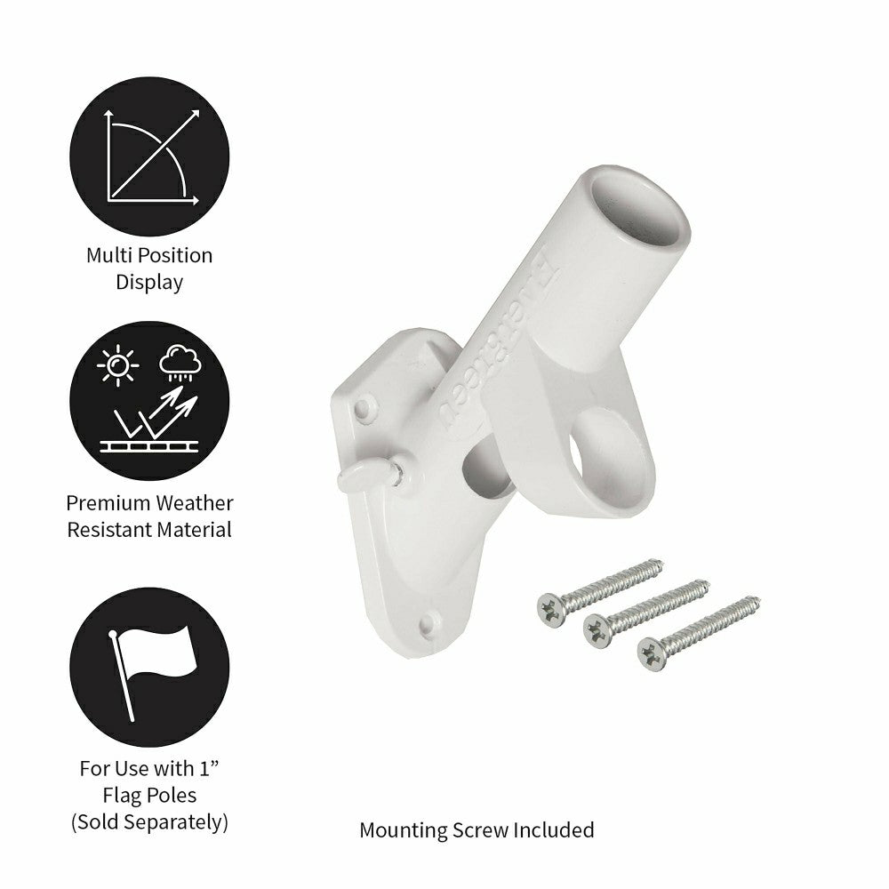 Plow & Hearth Two-Position Aluminum House Flag Bracket with White Finish