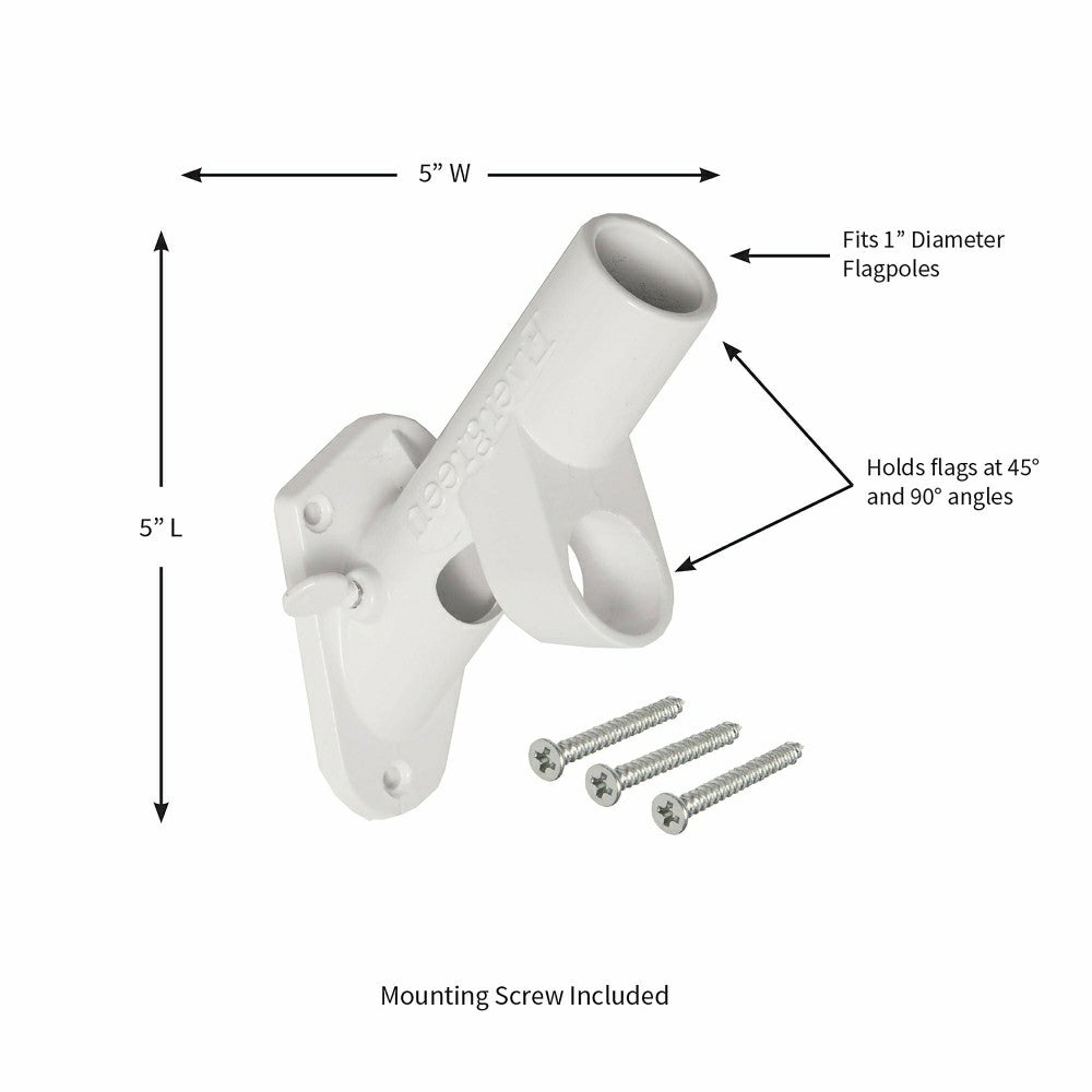 Plow & Hearth Two-Position Aluminum House Flag Bracket with White Finish