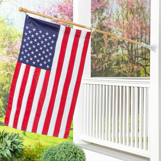 Plow & Hearth American Flag with 4KD Wooden Flag Pole