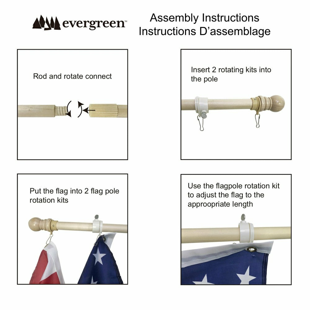 Plow & Hearth American Flag with 4KD Wooden Flag Pole
