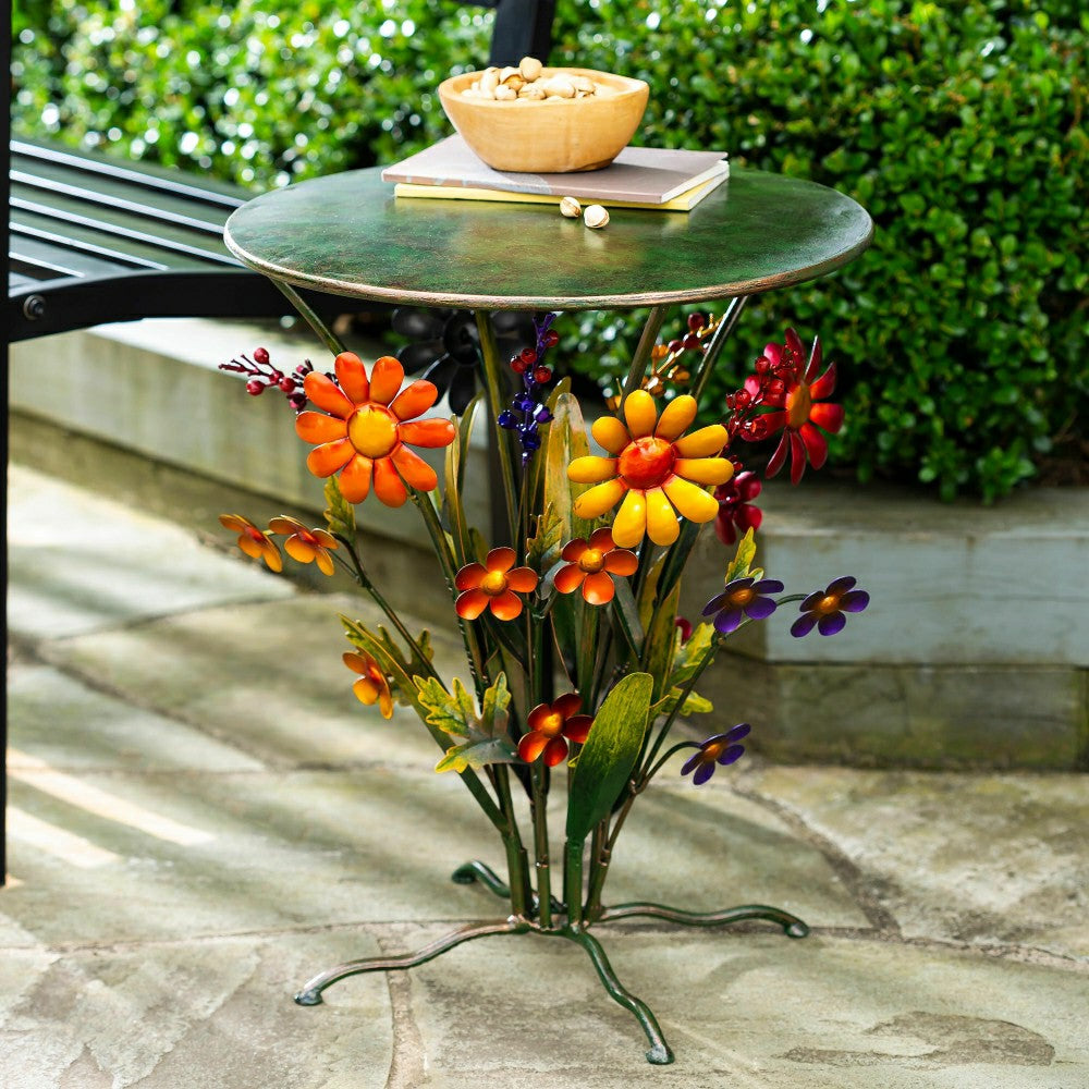 Plow & Hearth Handcrafted Metal Daisy Side Table