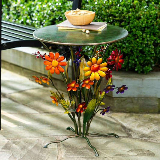 Plow & Hearth Handcrafted Metal Daisy Side Table
