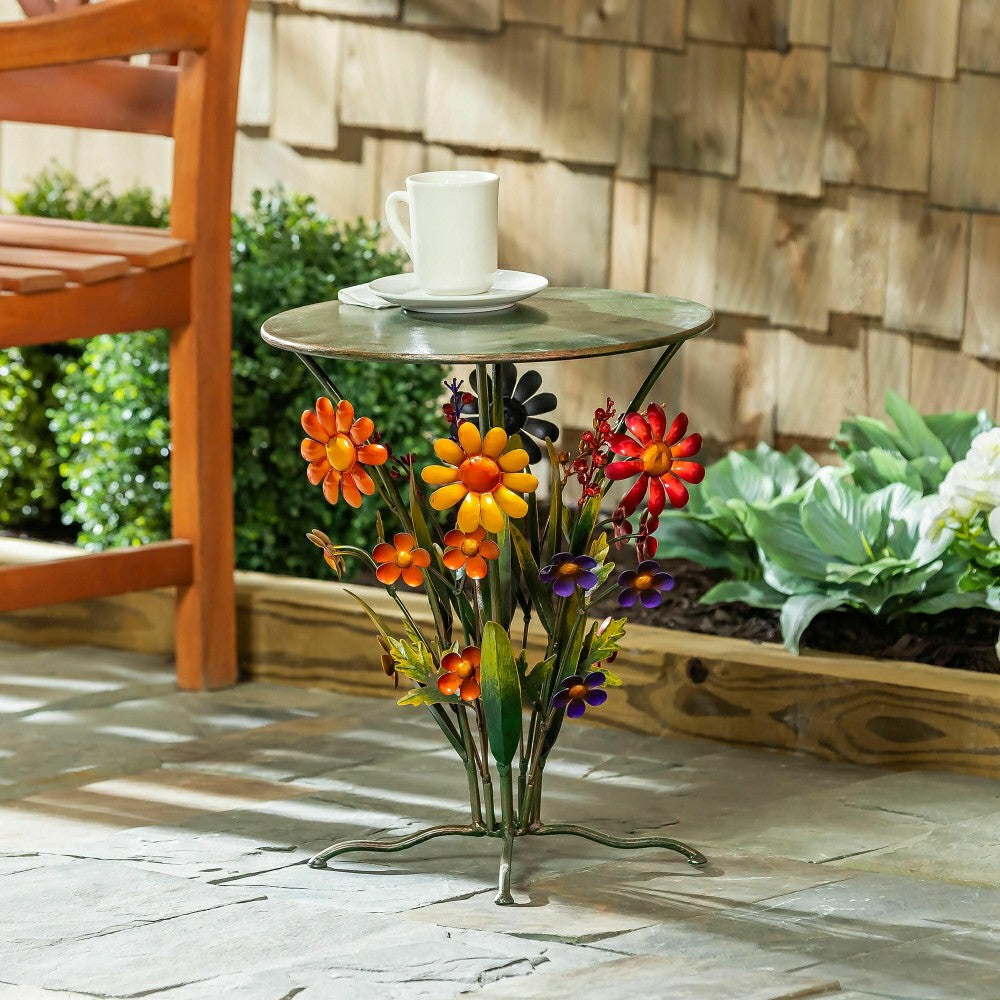 Plow & Hearth Handcrafted Metal Daisy Side Table