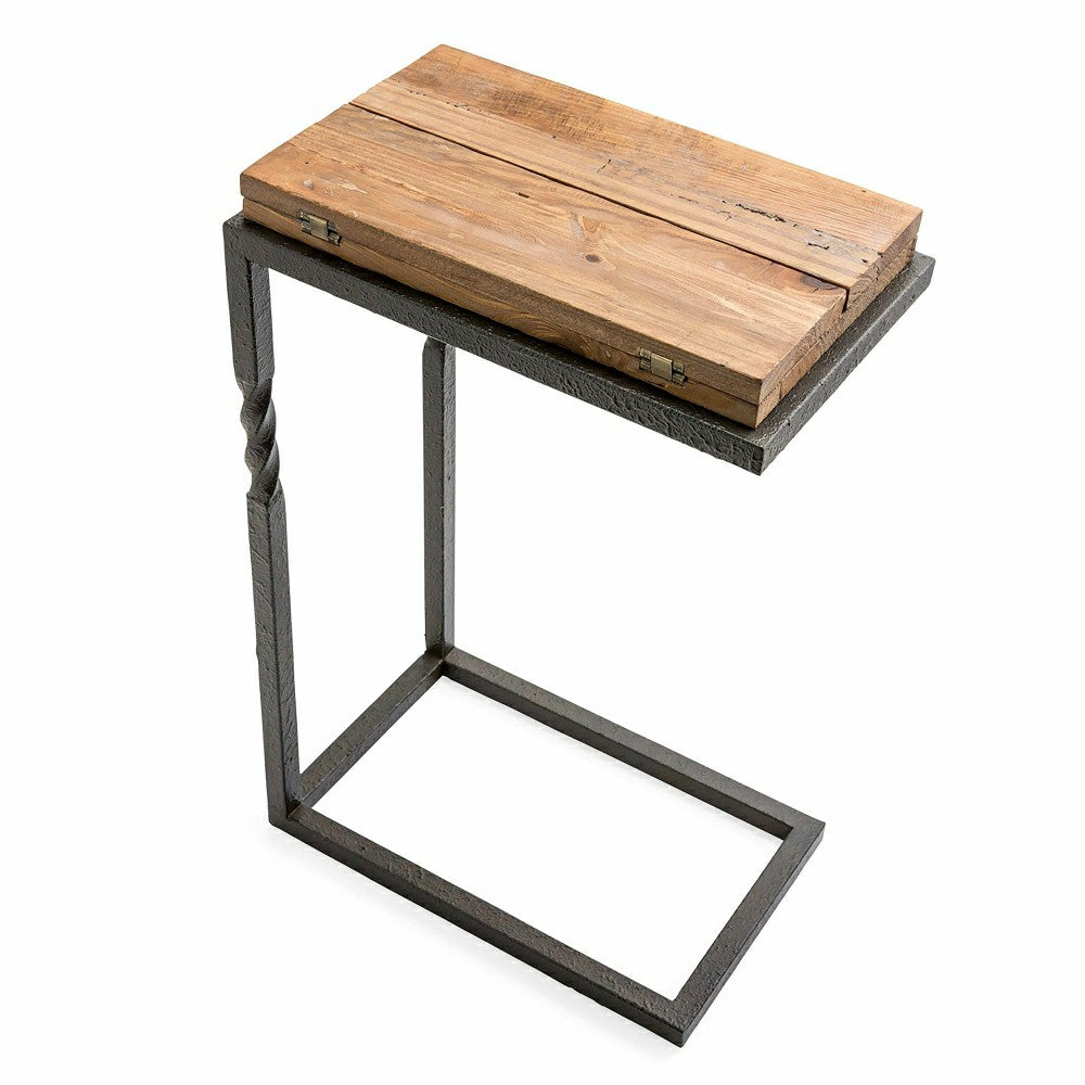 Plow & Hearth Deep Creek Pull-Up Table in Rustic Wood & Metal