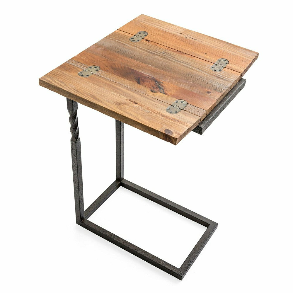 Plow & Hearth Deep Creek Pull-Up Table in Rustic Wood & Metal