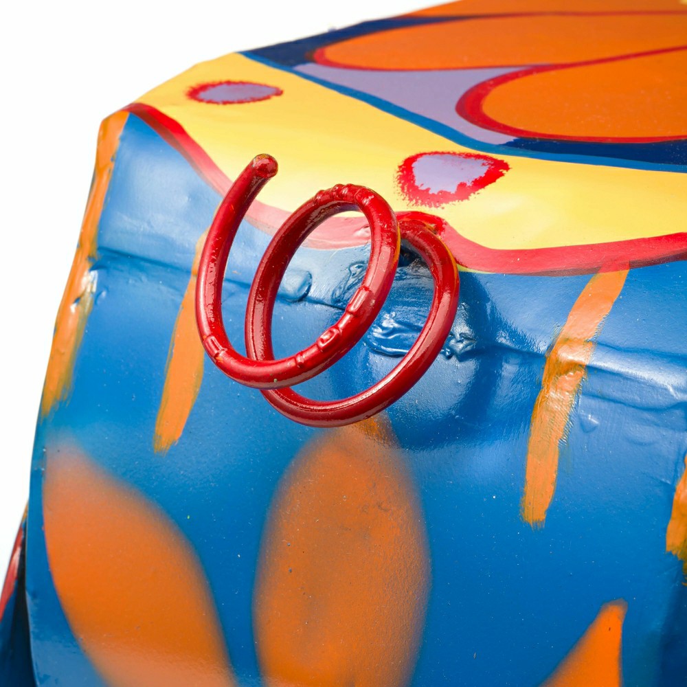 Plow & Hearth Colorful Folk Art Pig Side Table