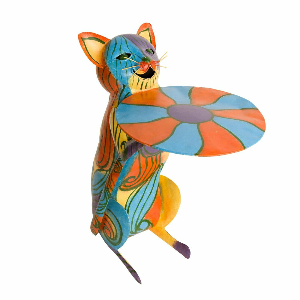 Plow & Hearth Colorful Metal Cat Side Table